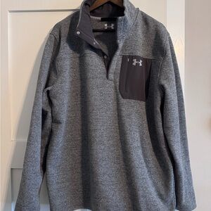 Under Armour Heather Gray Quarter-Zip with Charcoal Pocket